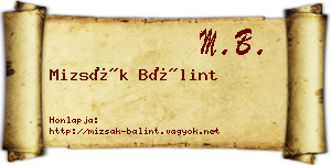 Mizsák Bálint névjegykártya